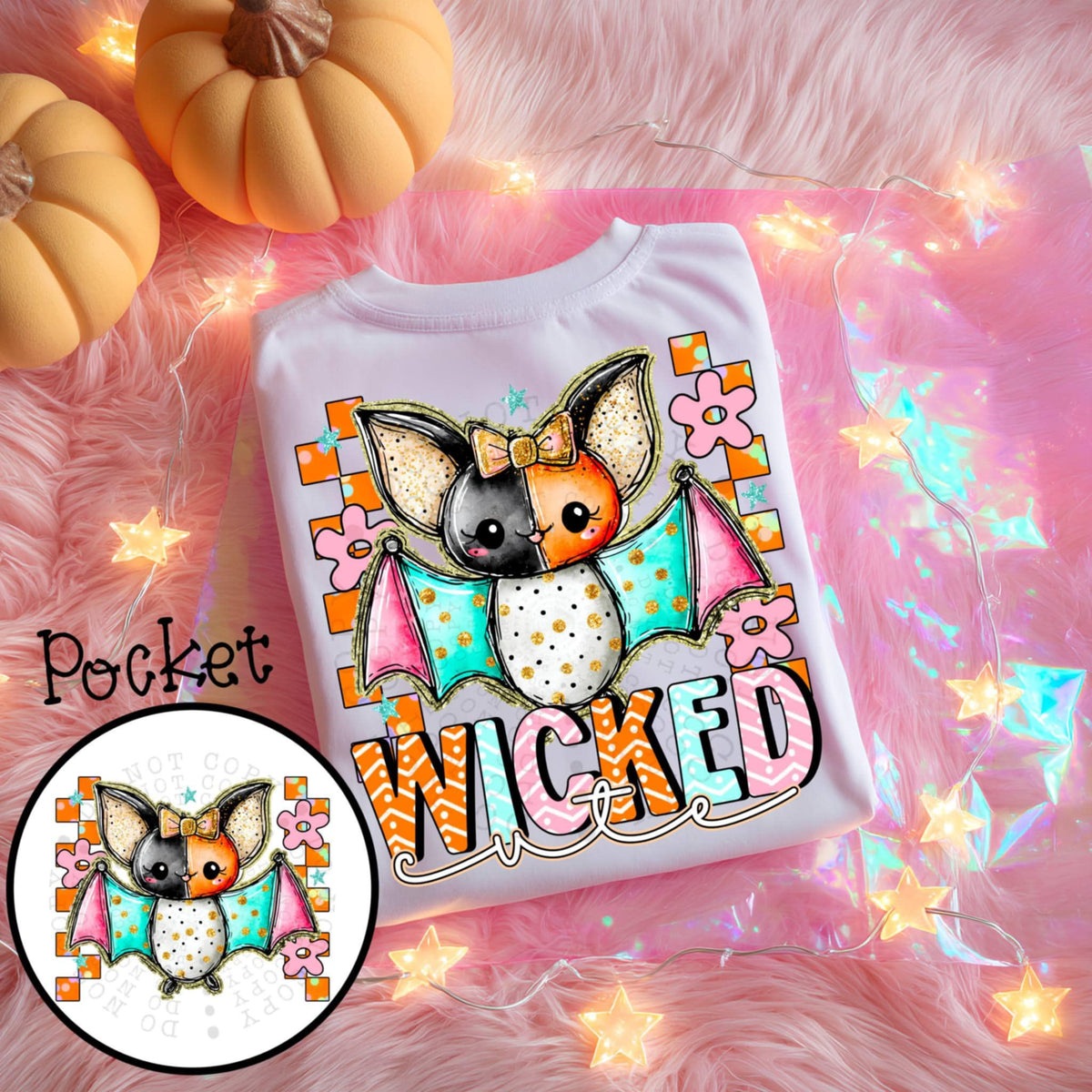 Wicked cute bat BACK 106266 DTF transfer