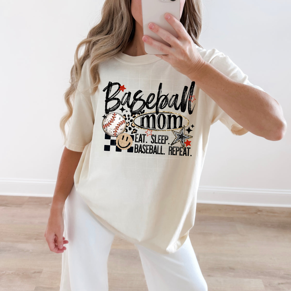 Baseball Mom eat sleep repeat (CSC) DTF transfer