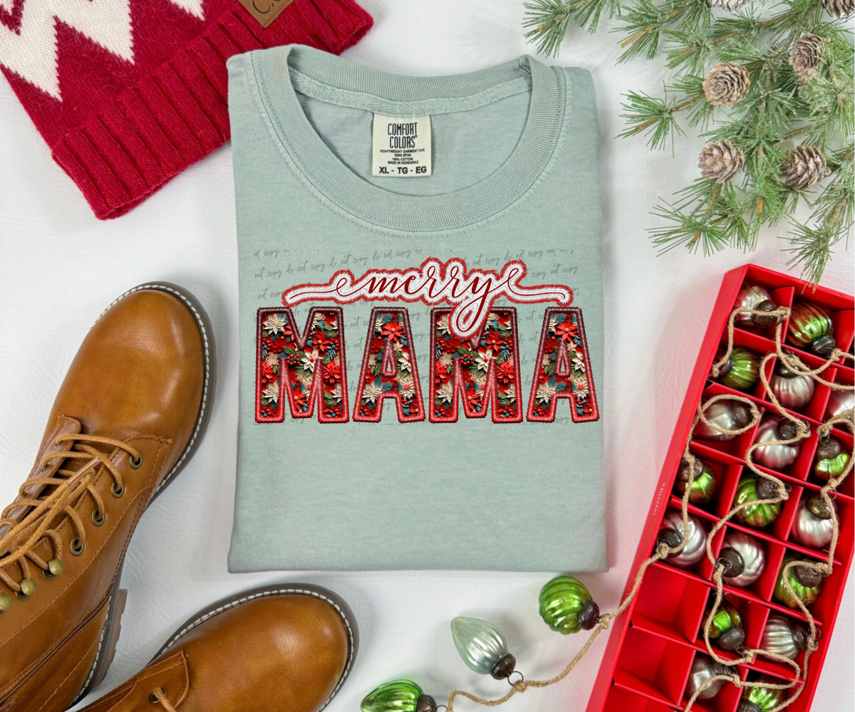 Merry mama (faux embroidery) 30646 DTF transfers