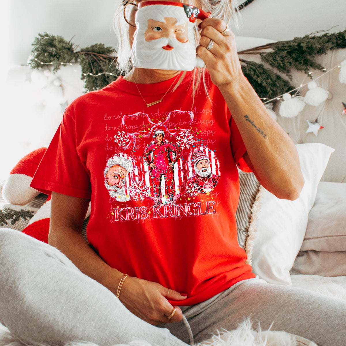Kris Kringle Frames with red bow DTF transfer