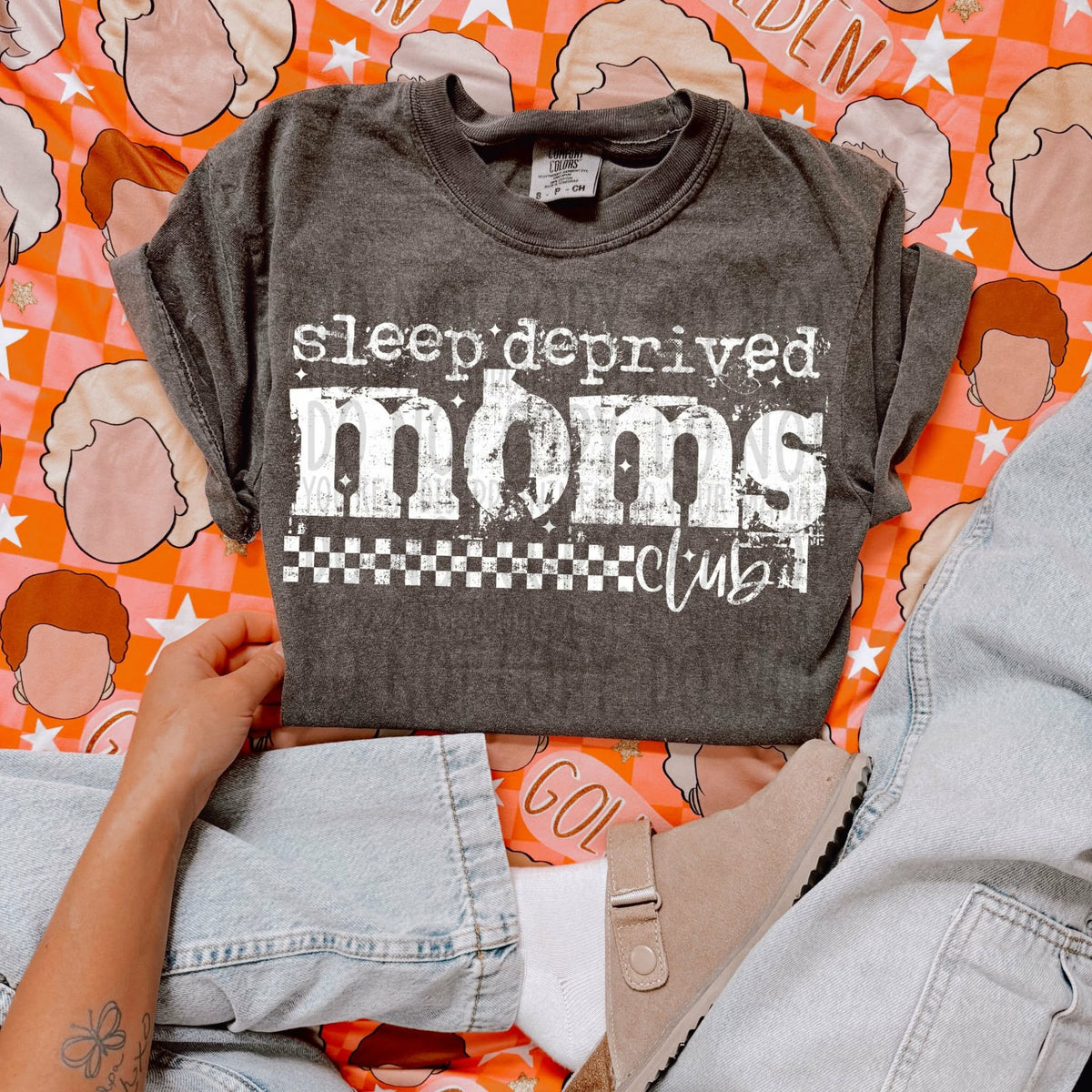 Sleep deprived moms club WHITE (SWD) DTF Transfer