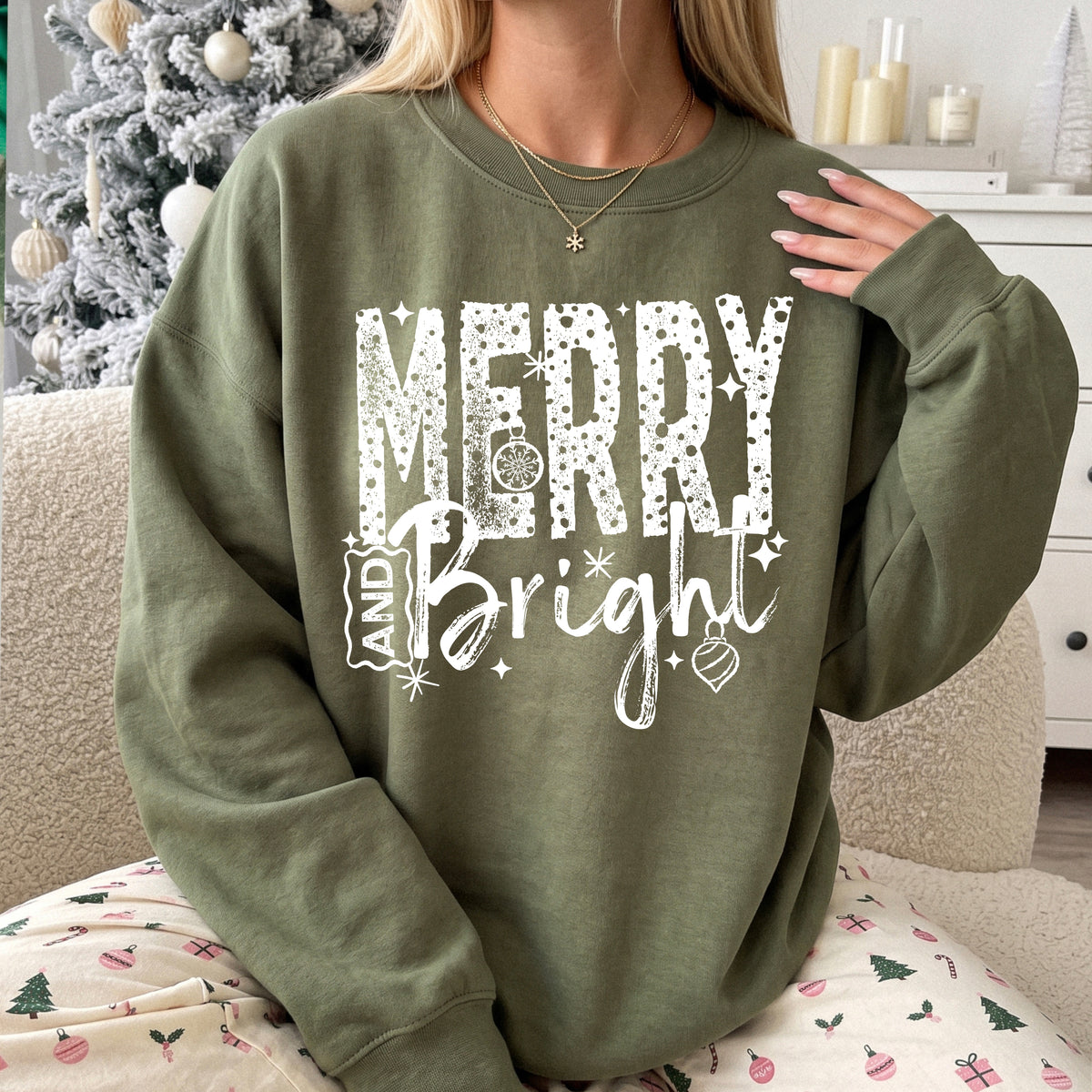Merry and bright (white) (CSC) DTF Transfer