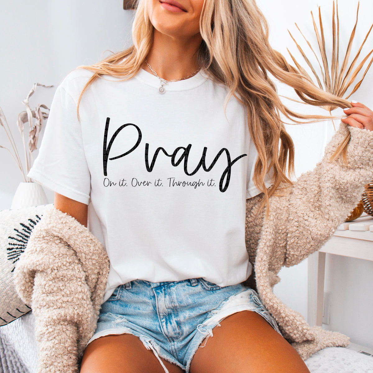 Pray on it over it pray it black font 93600 DTF transfer
