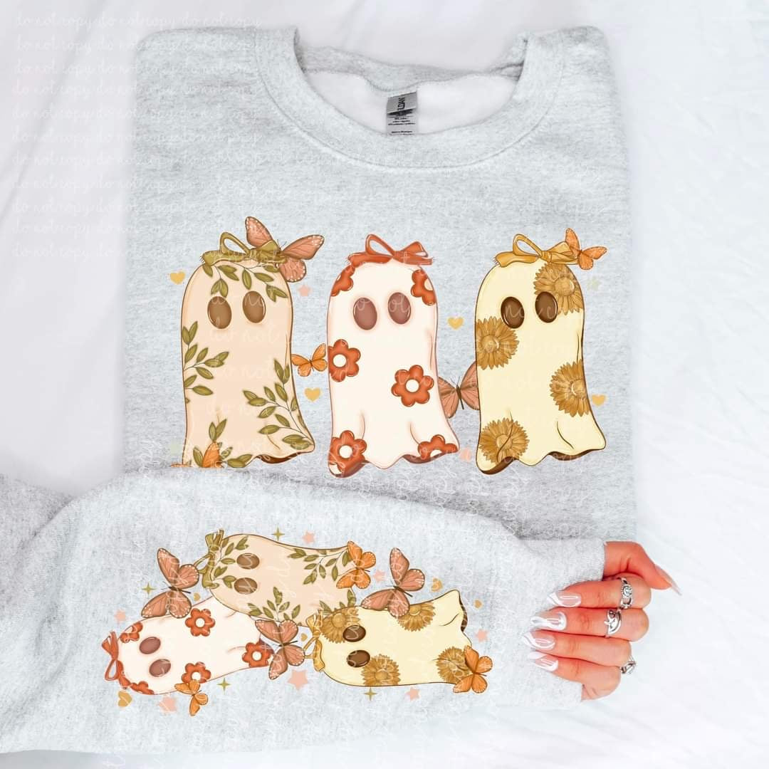 Trio floral ghosts SLEEVE ONLY  (MMD) 58892 DTF transfer