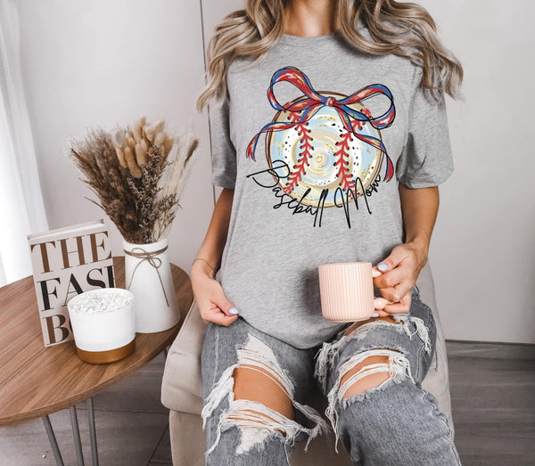 Baseball mom with bow 100526 DTF transfer