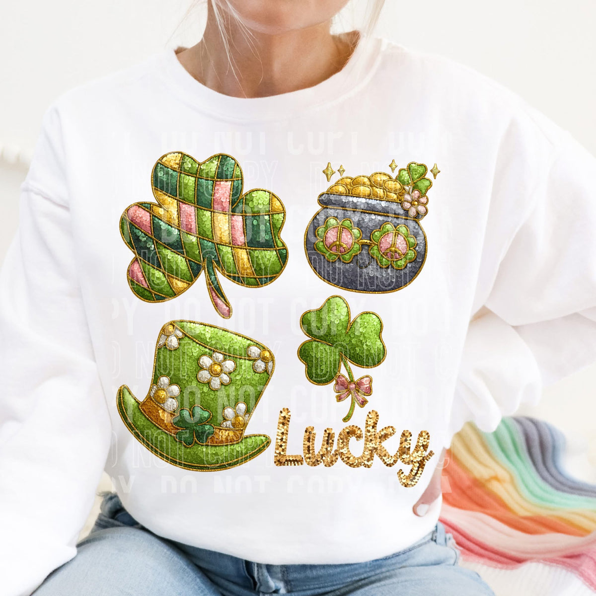 Faux Sequin Lucky Collage (SBB) DTF transfer