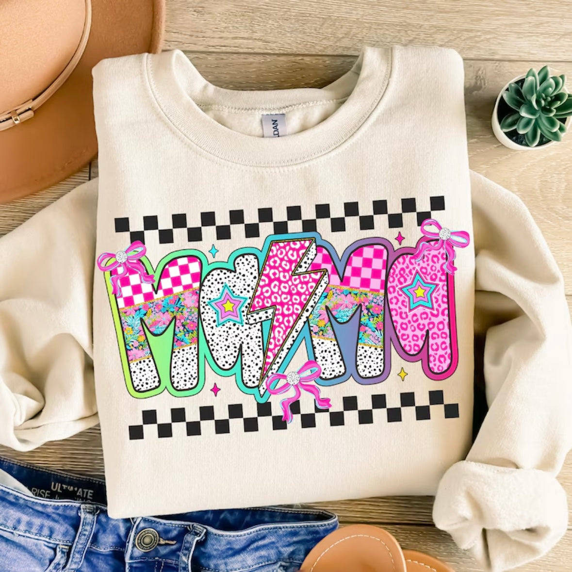 Mama pink and green 98669 DTF transfer