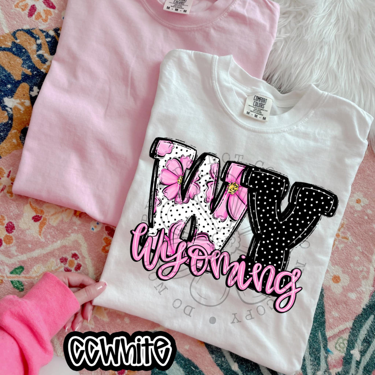 WY Wyoming pink flowers (SWD) 94536 DTF transfer