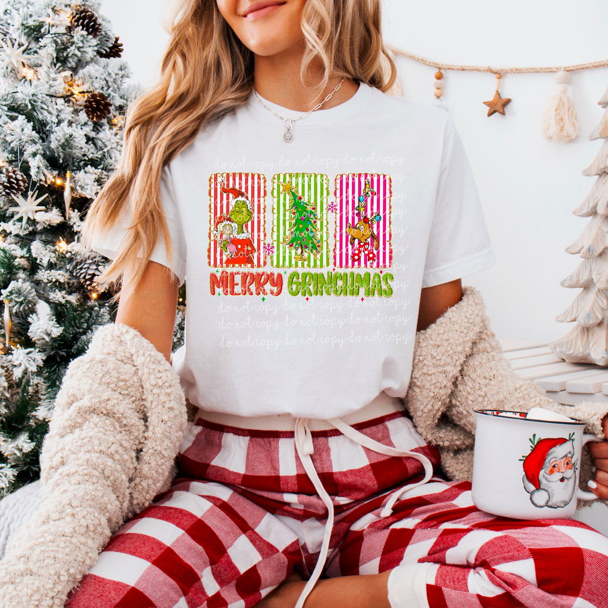 Merry Greenmas striped frames 116764 DTF transfer