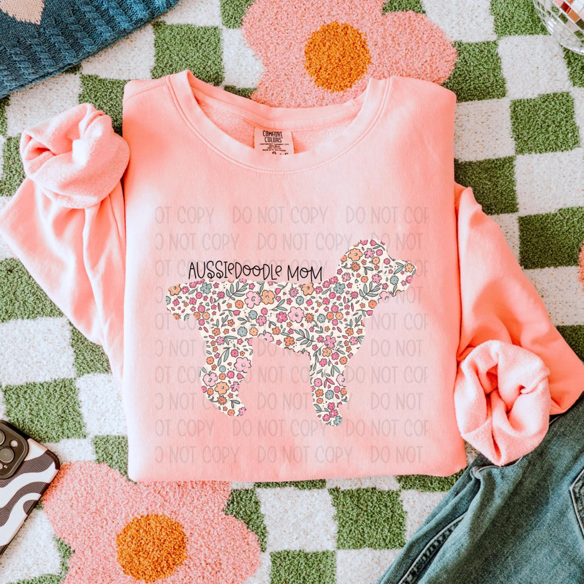 Aussie doodle mom floral puppy (SWD) 87033 DTF transfer