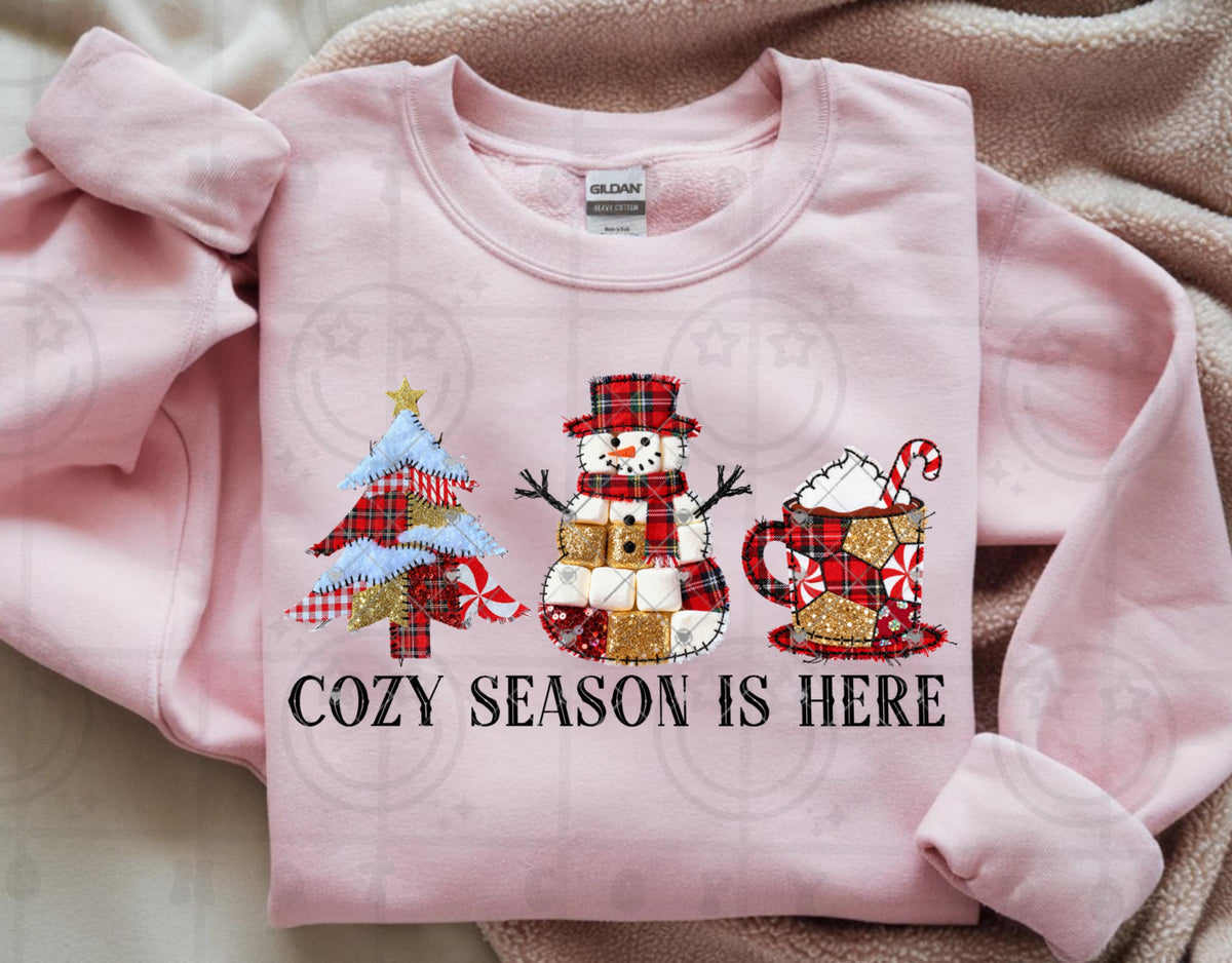 Cozy Season is here tree snowman and mug (HW) DTF Transfer