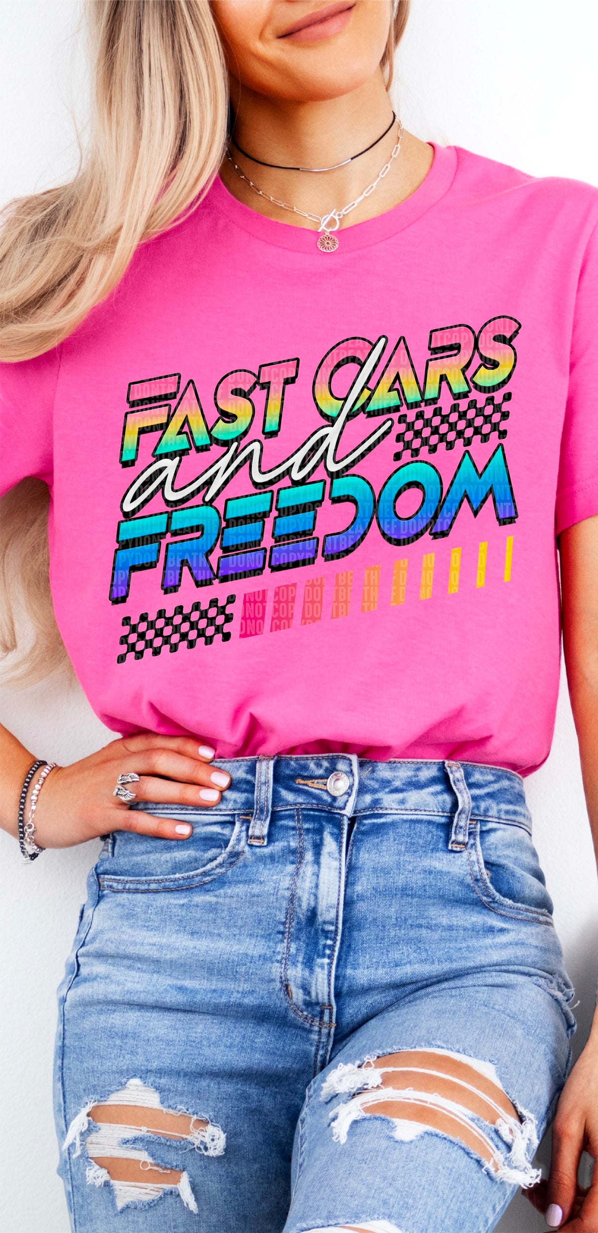 Fast cars and freedom words only 97526 DTF transfer