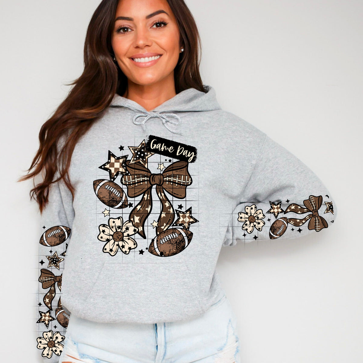 Game Day Football Collage with bow (front only) CSC DTF transfer