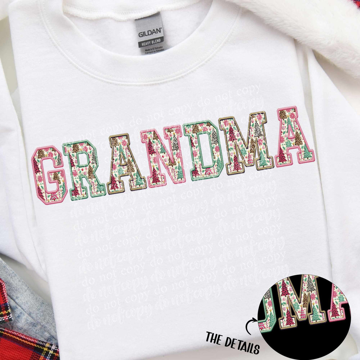 Grandma Christmas tree filled embroidery (TTD) 67038 DTF transfer