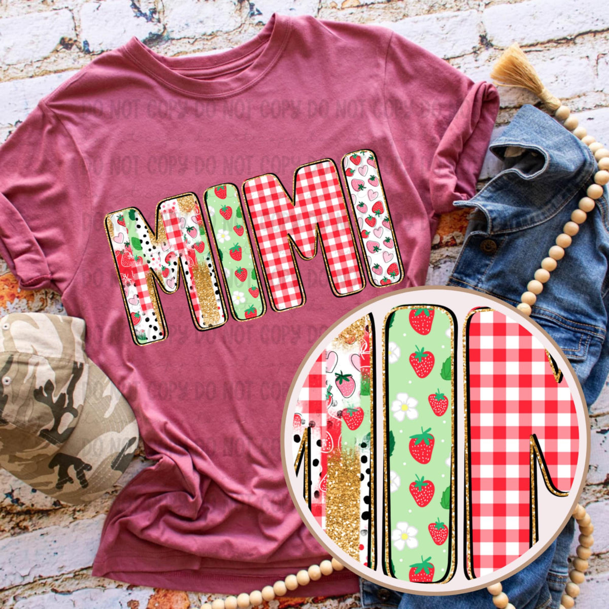 Mimi strawberry patterned (Revel) 92554 DTF transfer