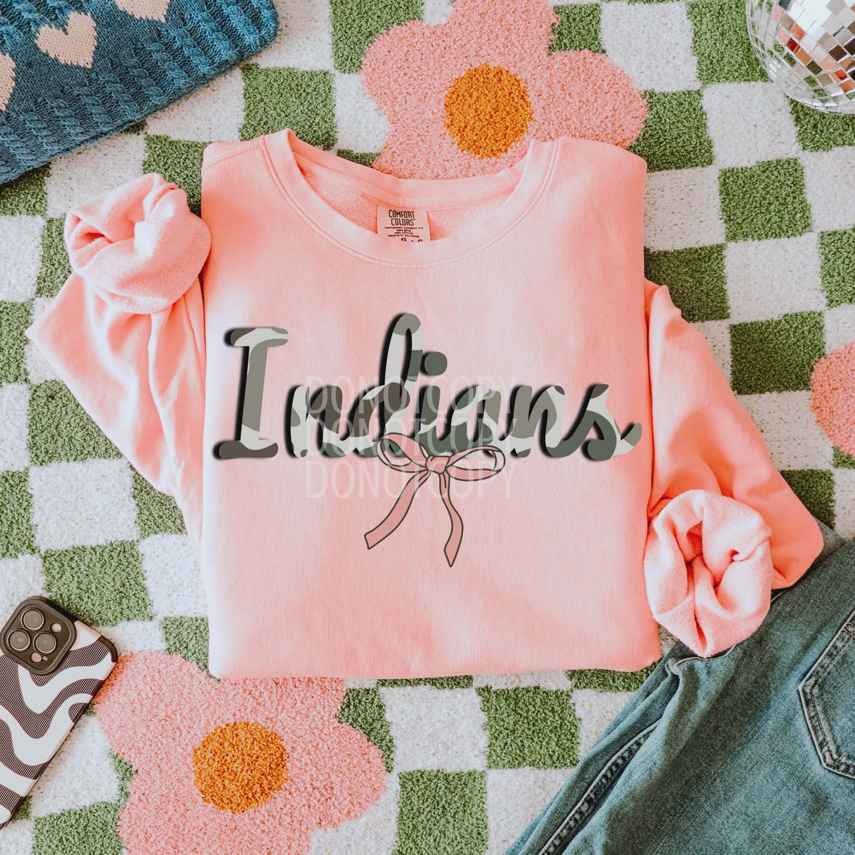 Indians camo cursive Mascots (CSG) DTF transfer