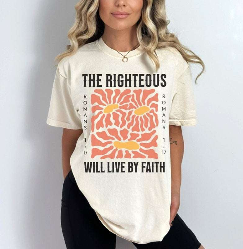The righteous will live by faith black font 65215 DTF transfer