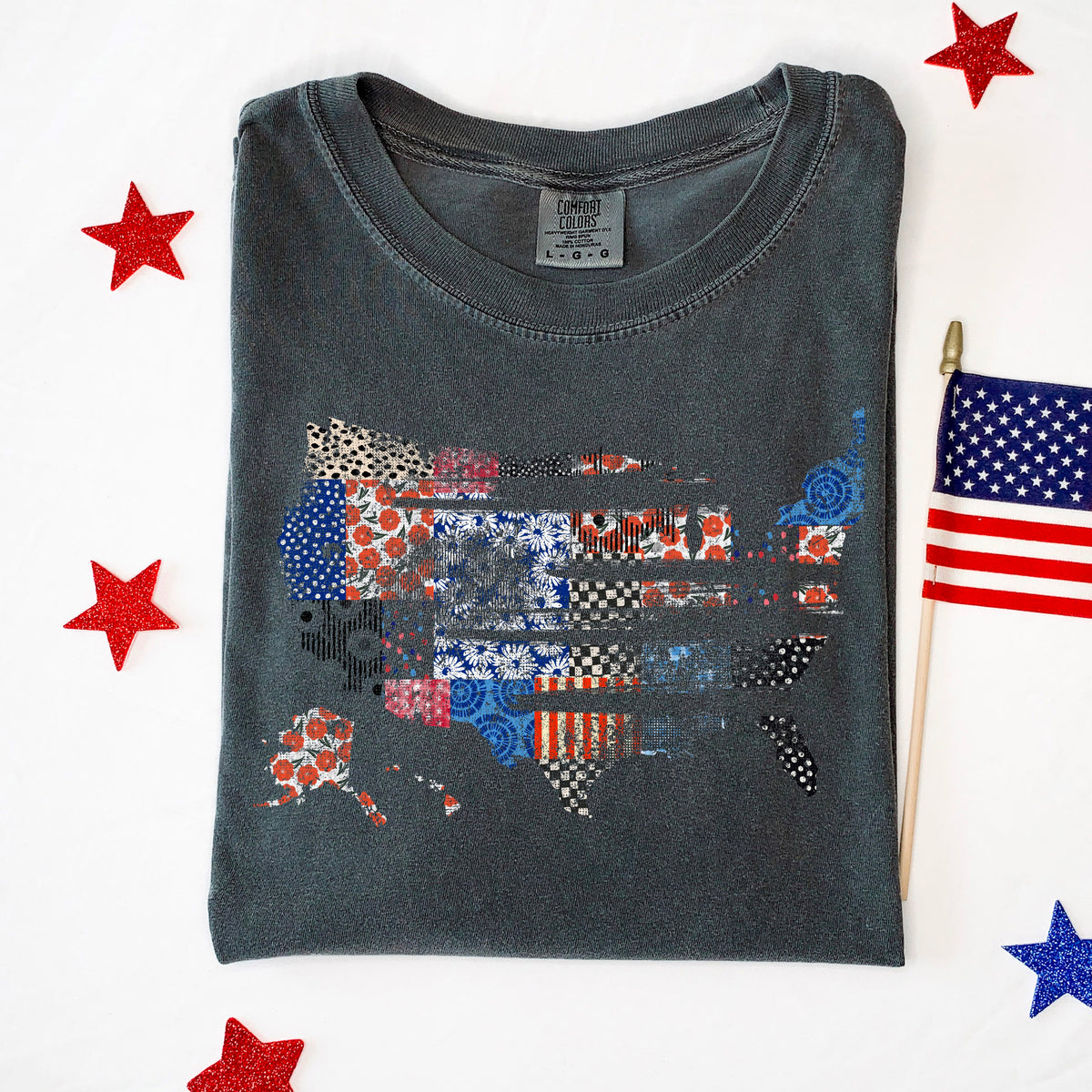 America patchwork grunge 100164 DTF transfer