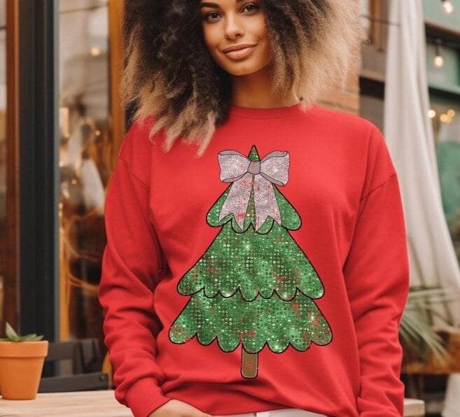 Sequin tree red splatters 64301 DTF transfer