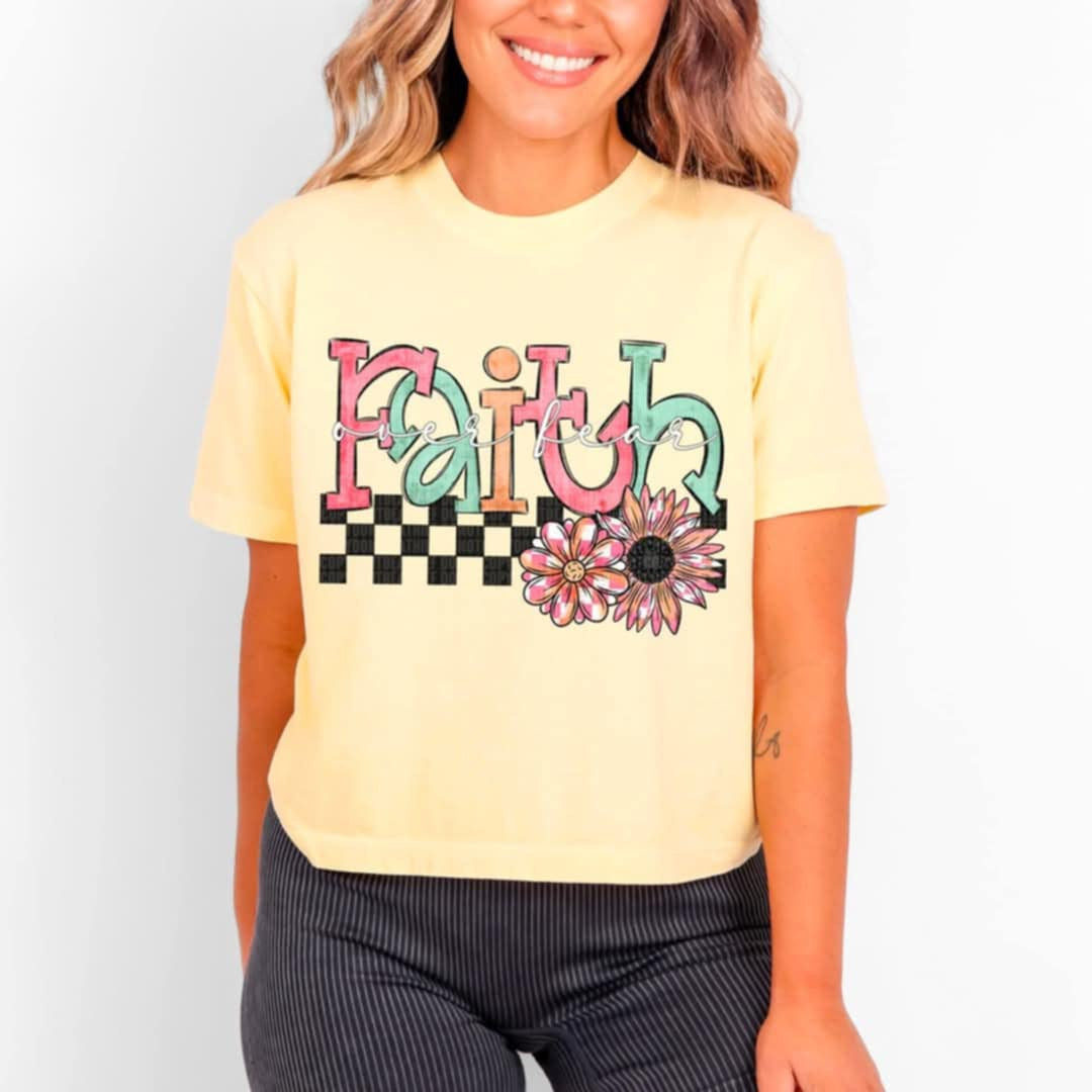 Faith over fear flowers 85789 DTF transfer