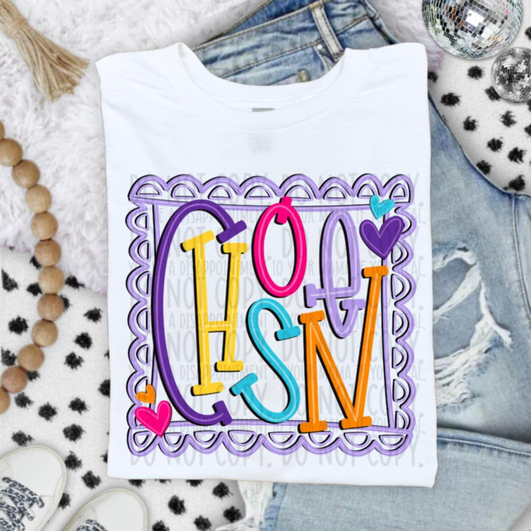 Chosen colorful frame SWD DTF transfer