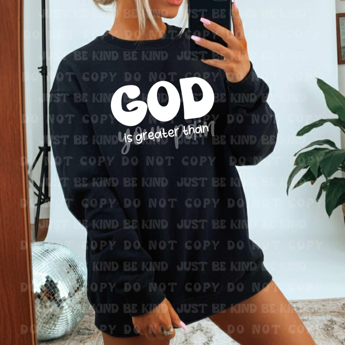 God is greater than your pain white (VLB) 87399 DTF transfer
