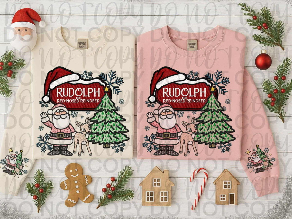 Santa and Reindeer front only (sweet starlight) 114549 DTF transfer