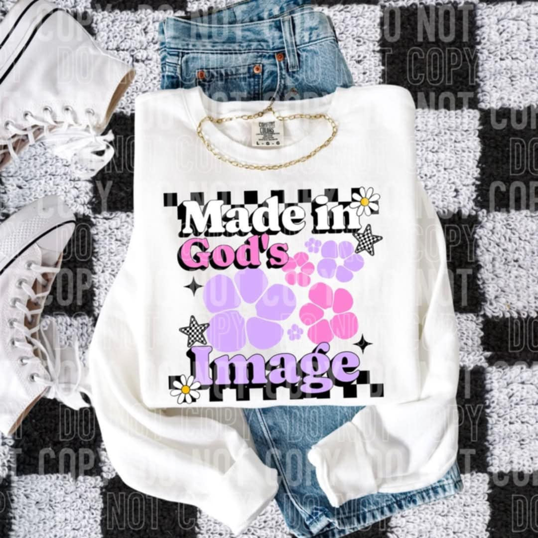 Make in gods image purple flowers 97210 DTF transfer