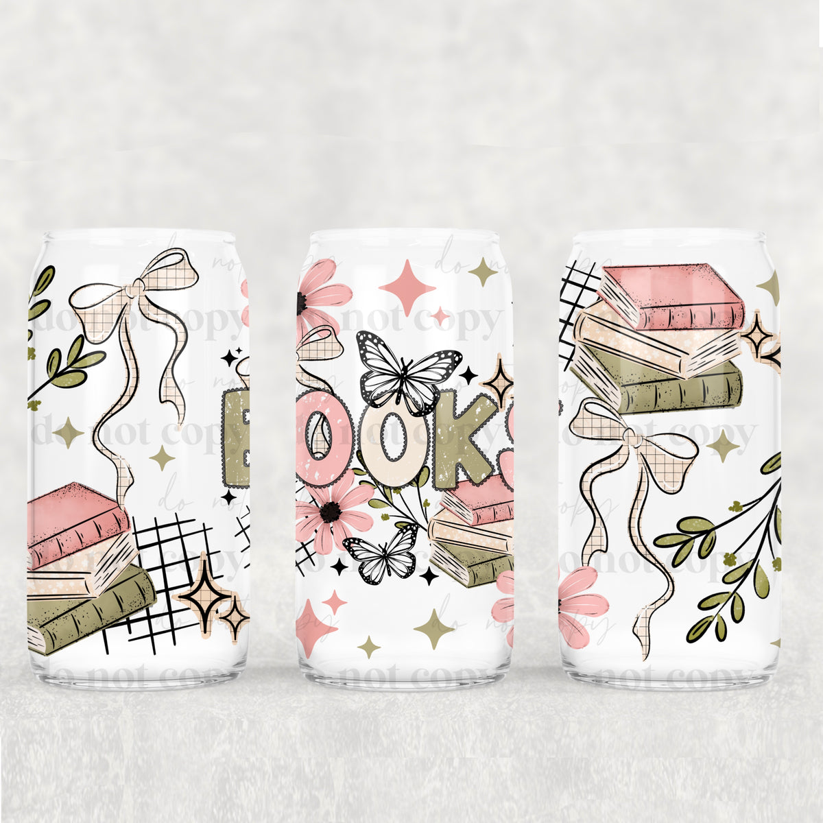 Books pink and green w/ butterflies (CSC) UV DTF WRAP