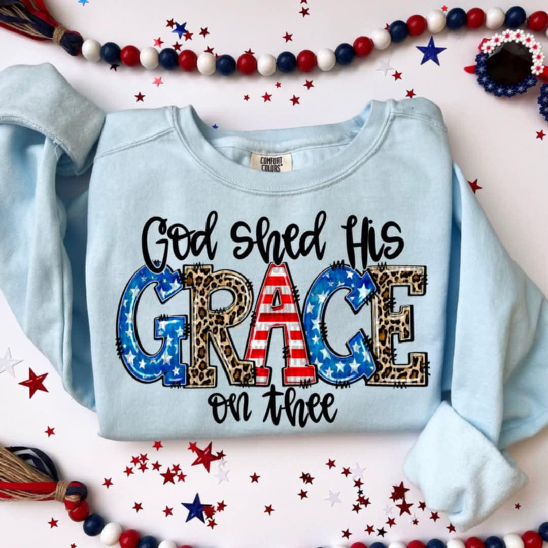 God shed his grace on thee black font (SDD) 100223 DTF transfer