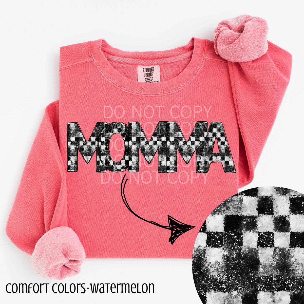 Momma checkered and glitter (CSG) 84237 DTF transfer