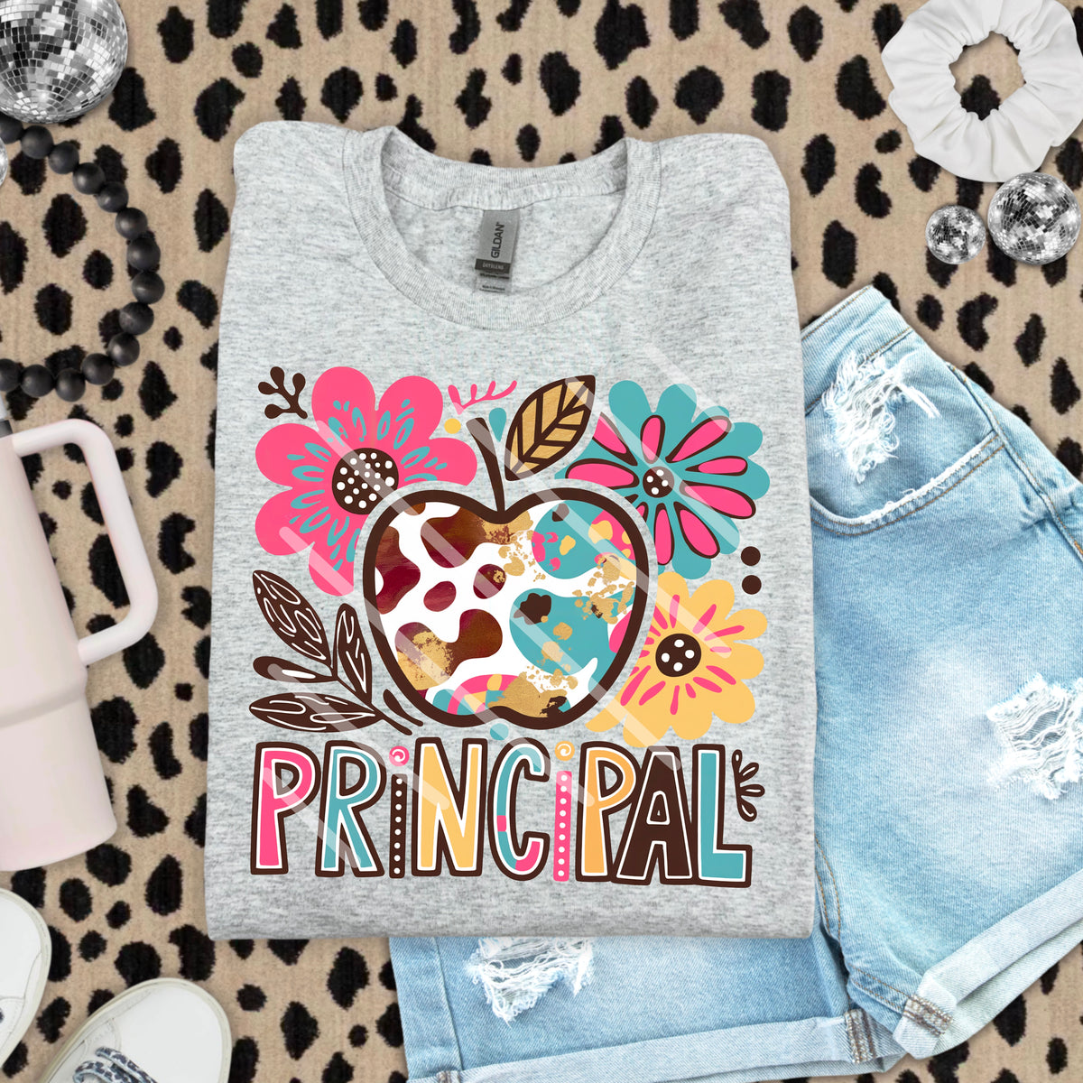 Principal Abstract Florals with Apple 110834 DTF Transfer