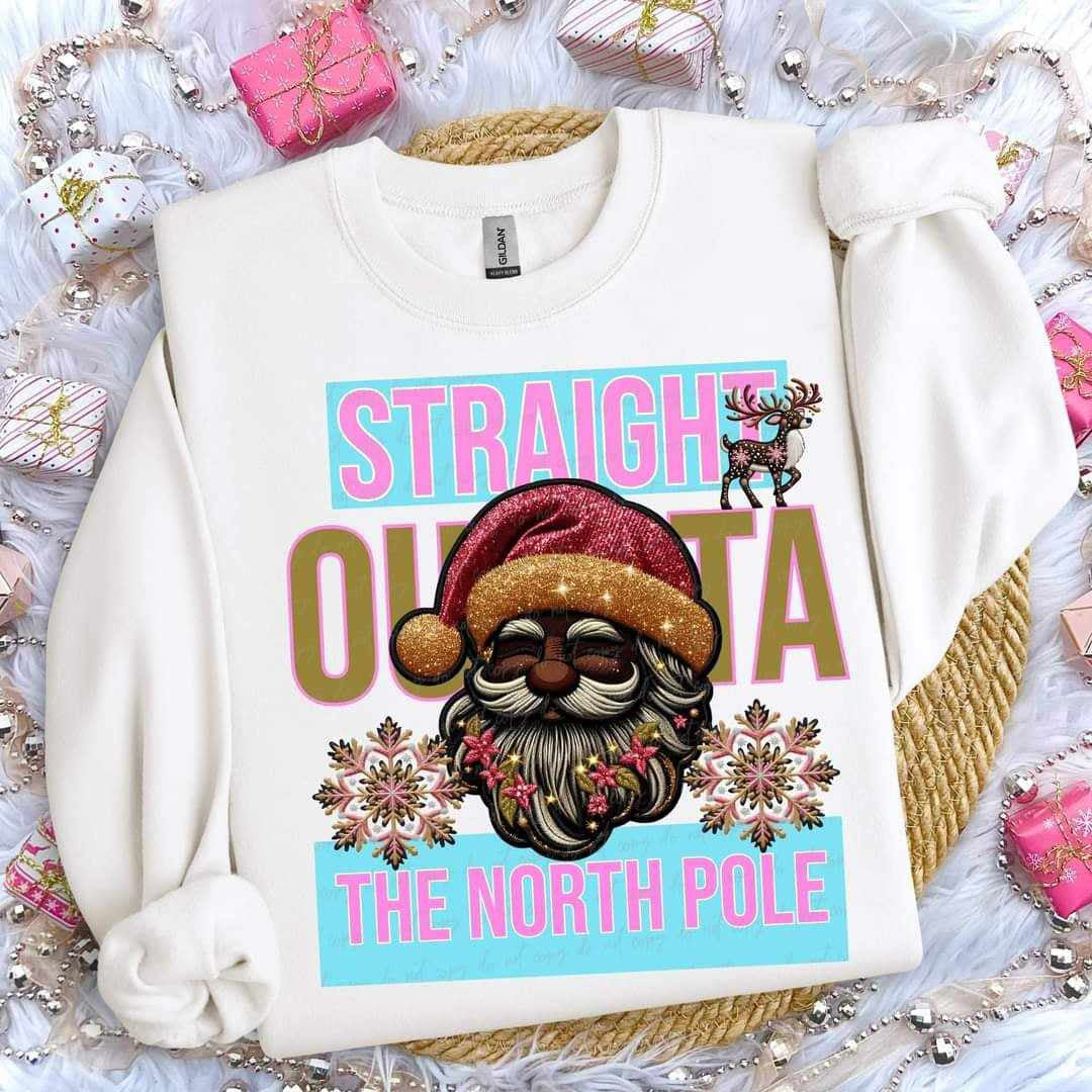 Straight outta the North Pole dark Santa (VIRGO) 70600 DTF transfer