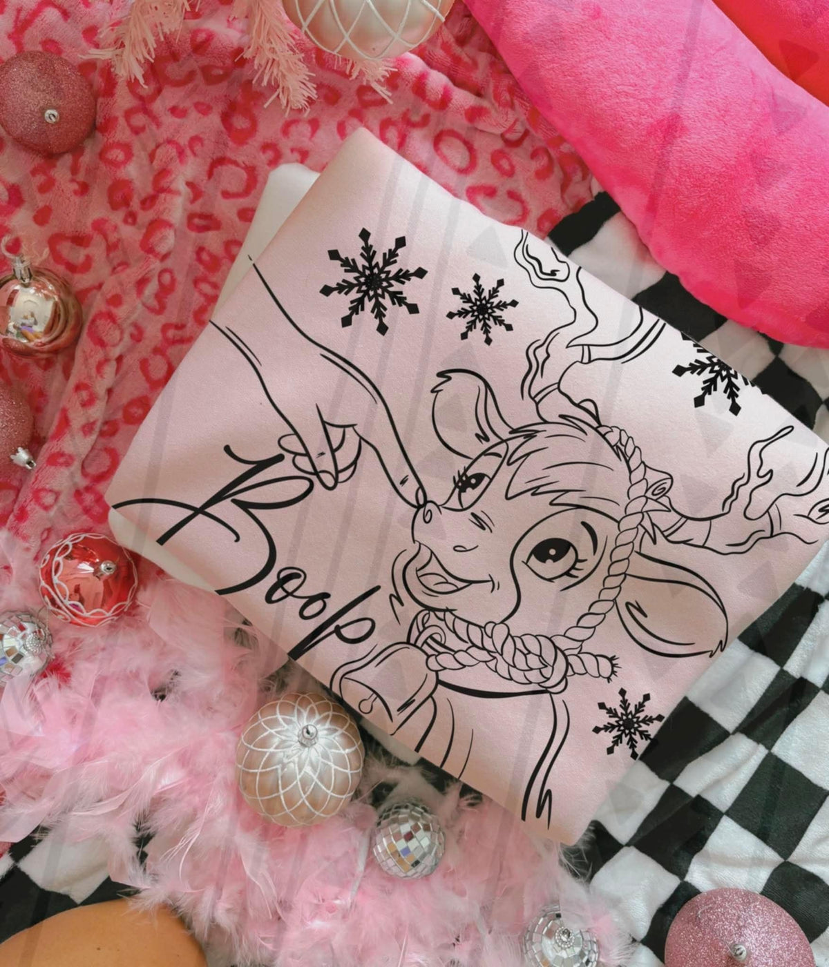 Boop reindeer with snowflakes TGG DTF transfer
