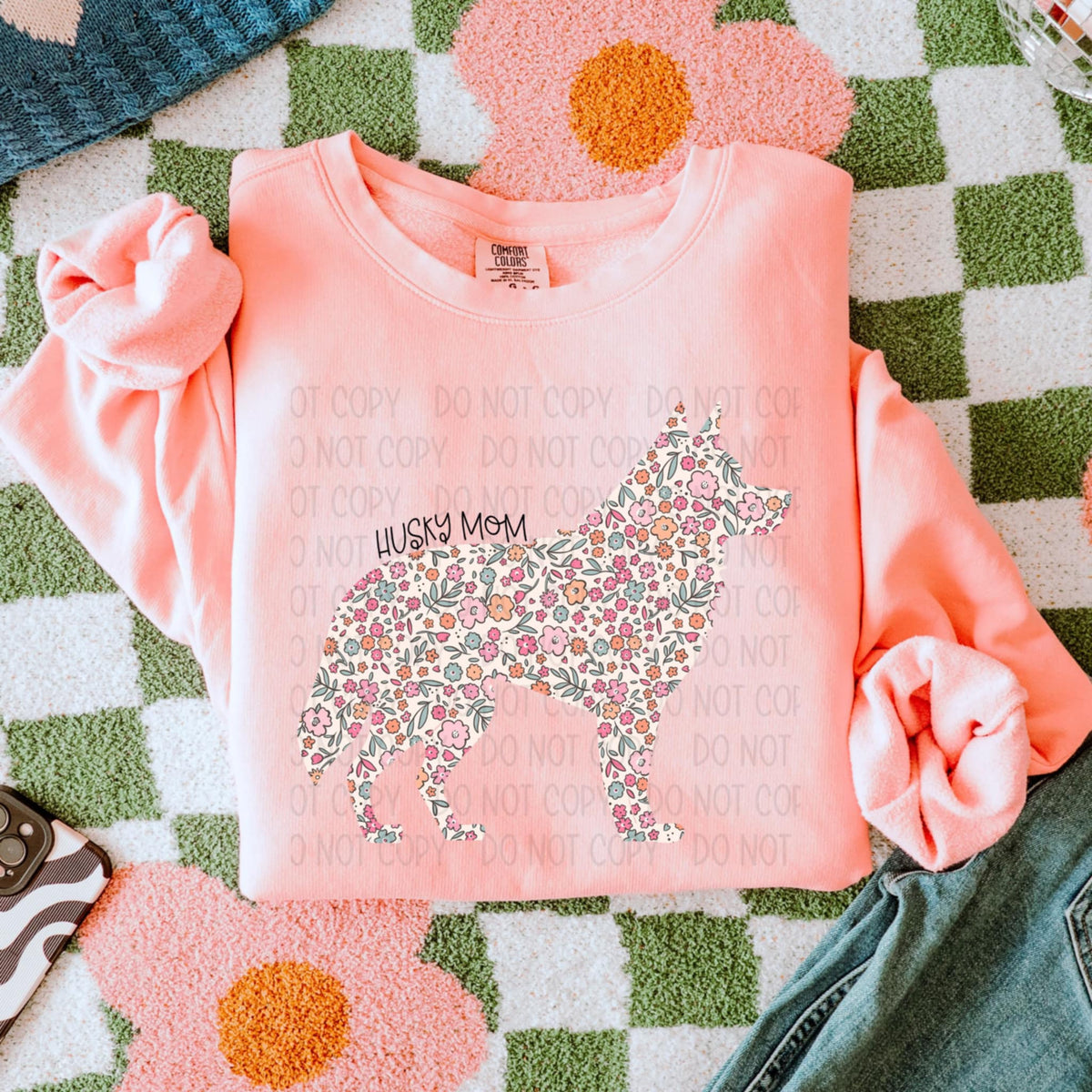 Husky mom floral puppy (SWD) 87032 DTF transfer