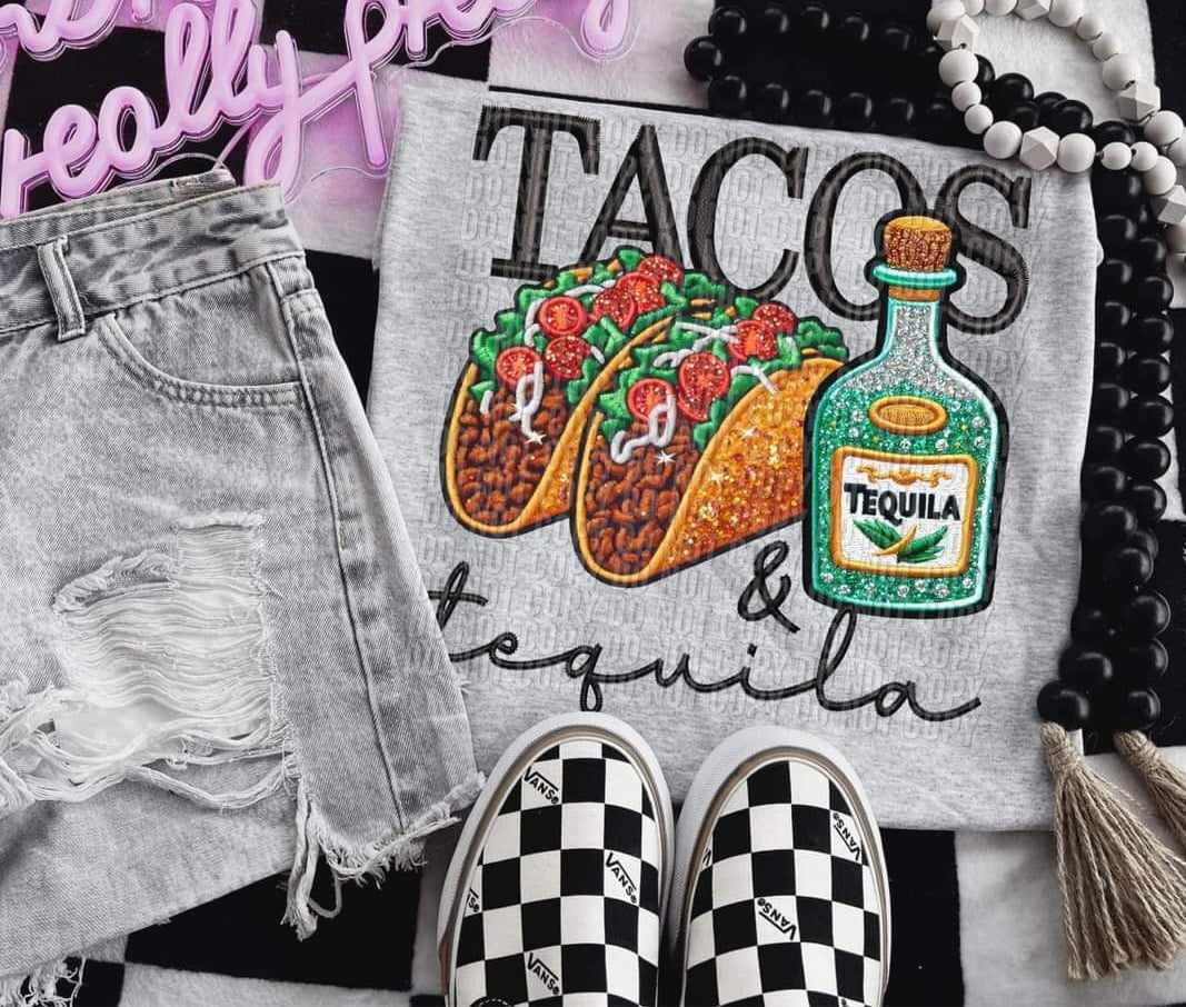 Tacos & tequila black font (crafti) 62144 DTF transfer