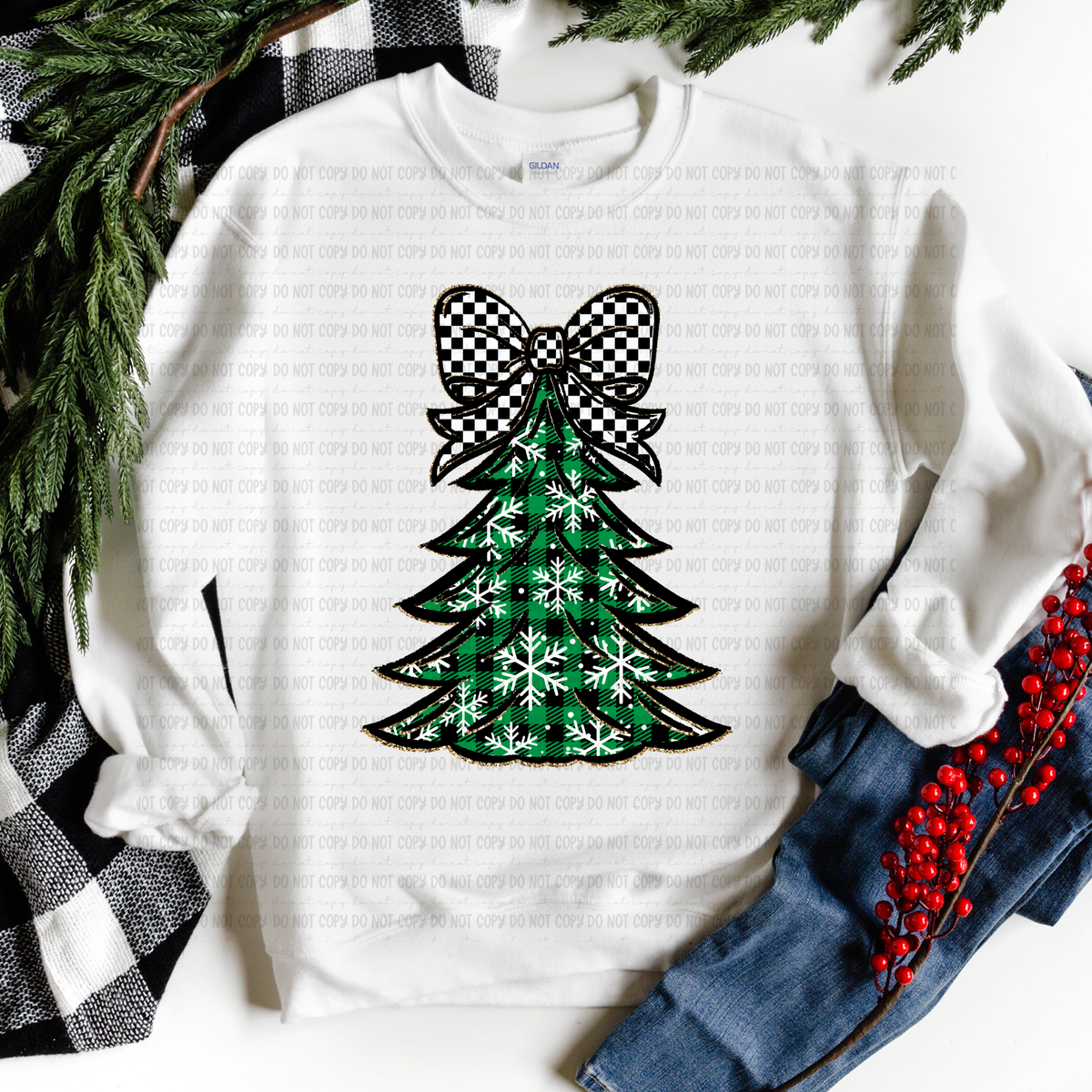 Green Plaid Tree (revel) DTF Transfer