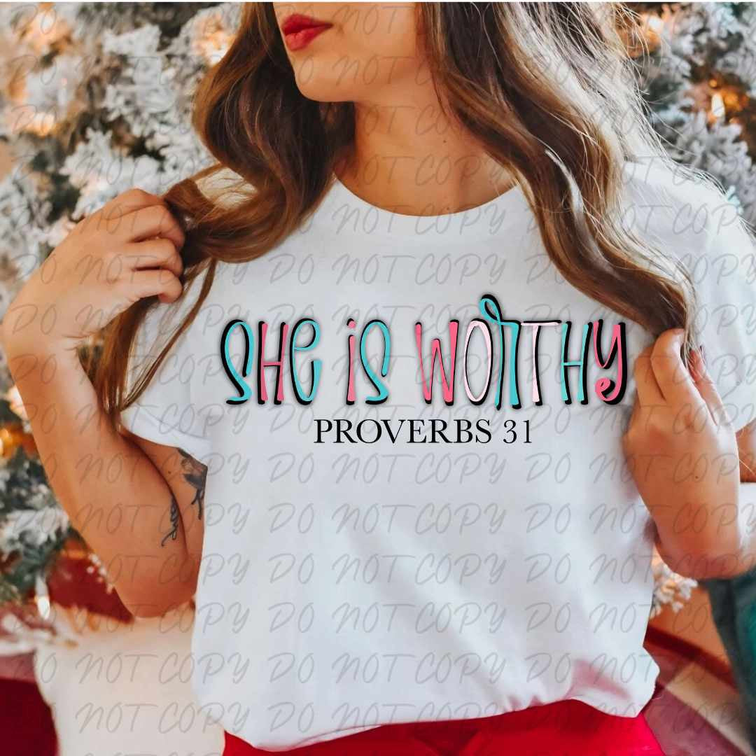 She is worthy (vintage) 67356 DTF transfer