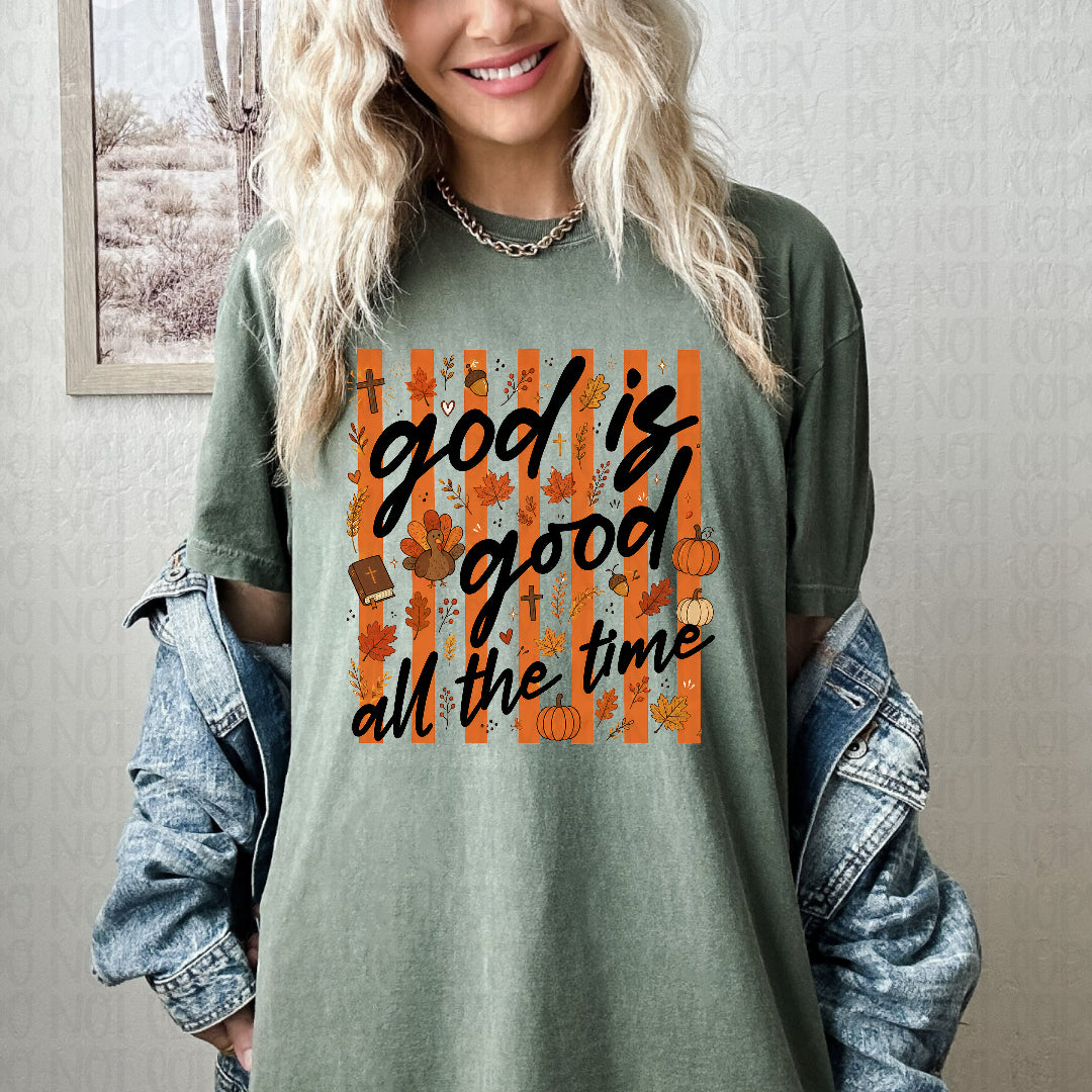 God is good all the time Orange stripes sunday Special DTF transfer