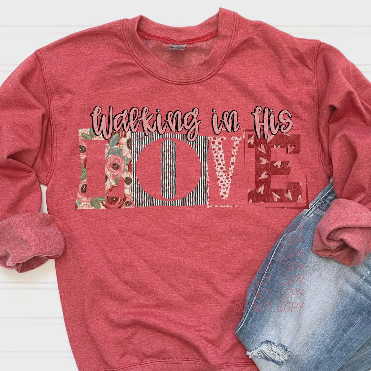 Walking in his Love (city) DTF transfer