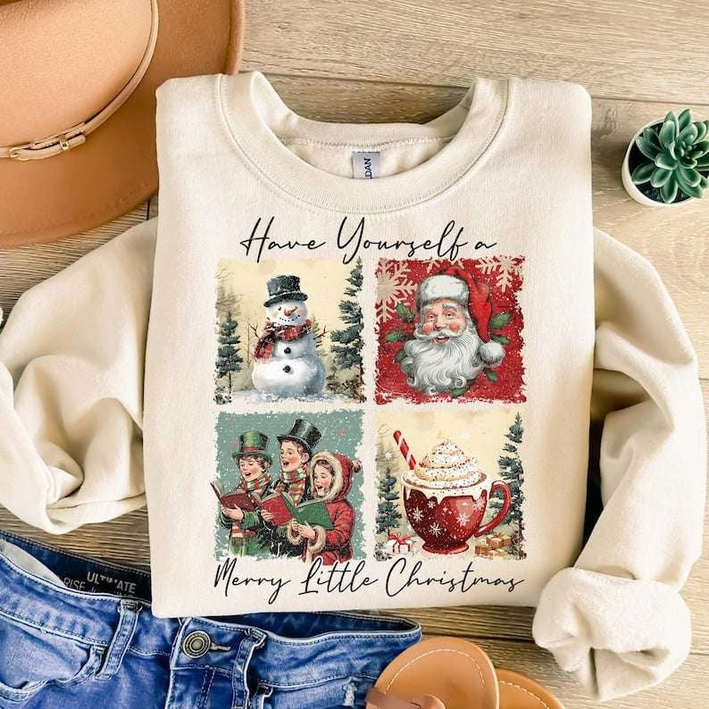 Have yourself a merry little Christmas blocks black font 67912 DTF transfer