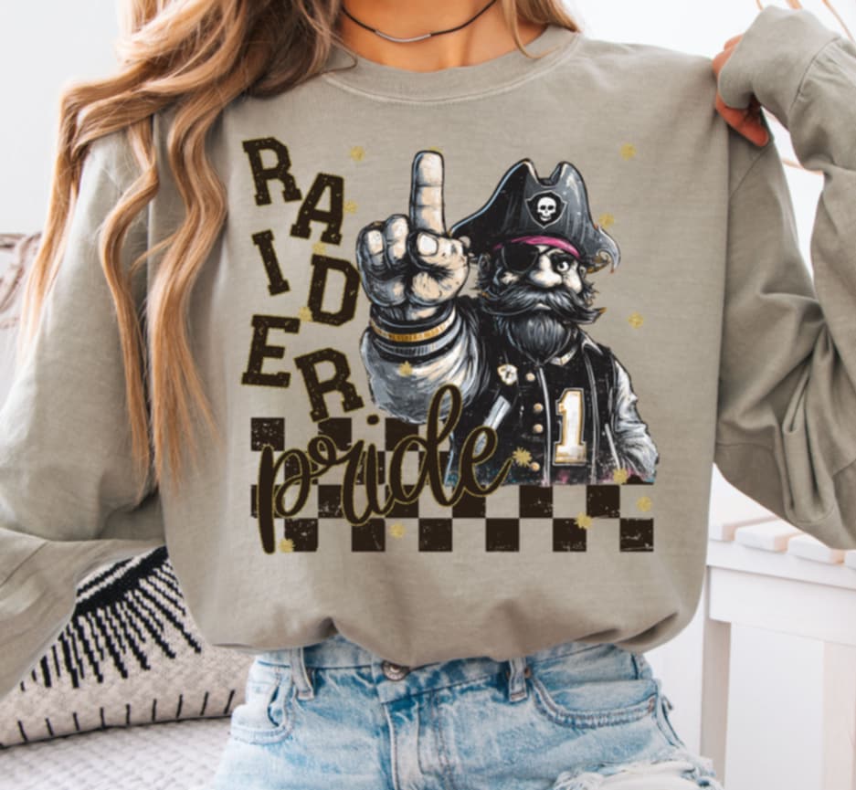 Raider Pride PIRATE mascot (s&g) DTF transfer