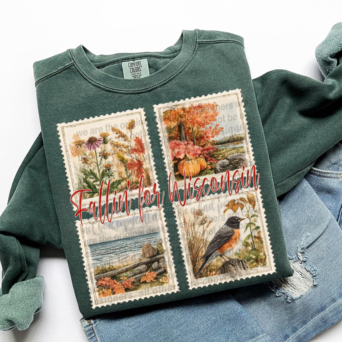 Falling For Wisconsin Fall Stamps (TTD) DTF transfer