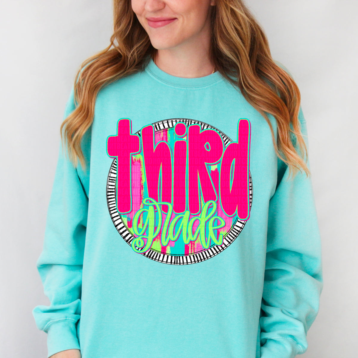 Third grade pink font circle 106186 DTF transfer