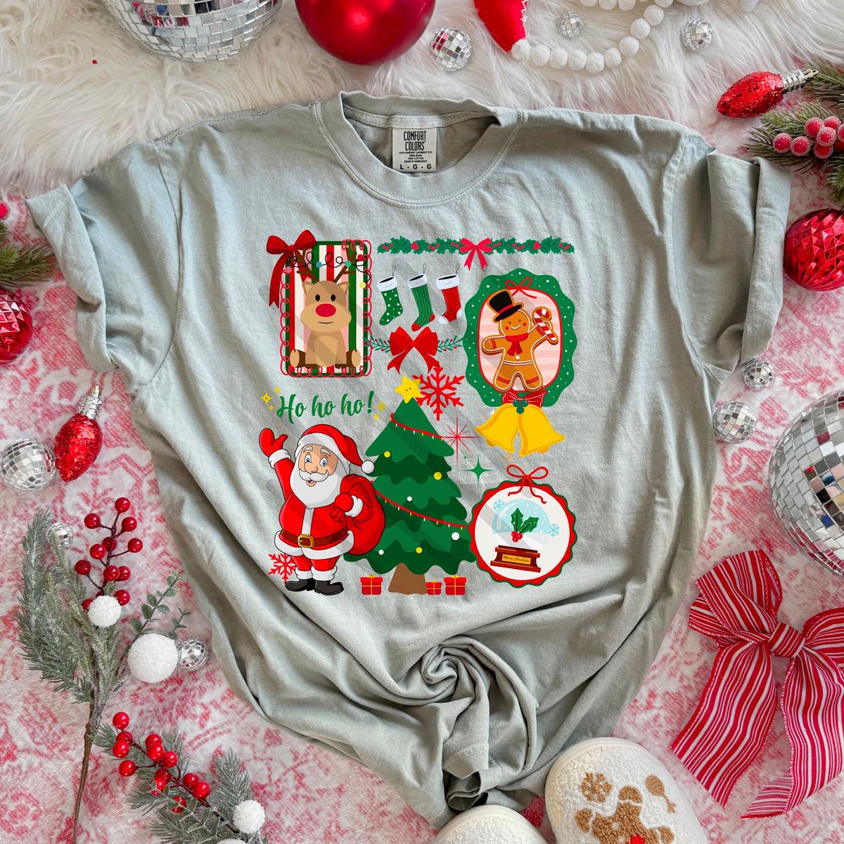 Christmas Collage with reindeer bow frame 113852 DTF Transfer