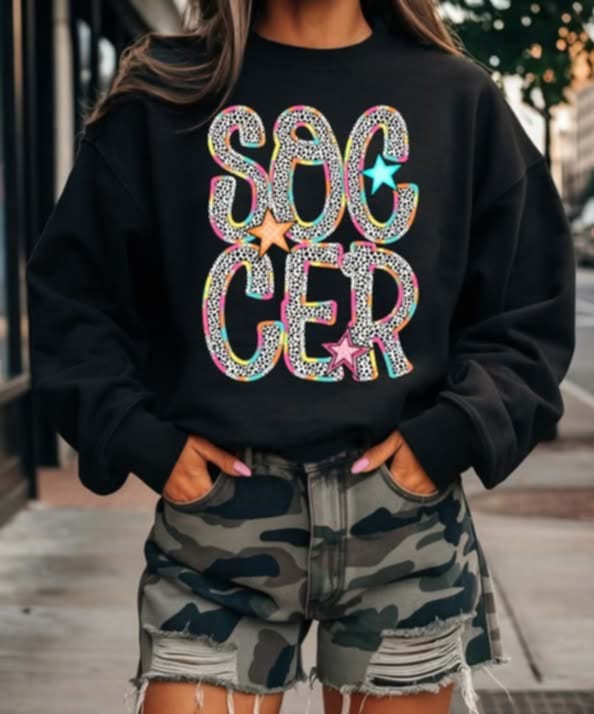 Soccer rainbow polkadot (s&g) DTF transfer