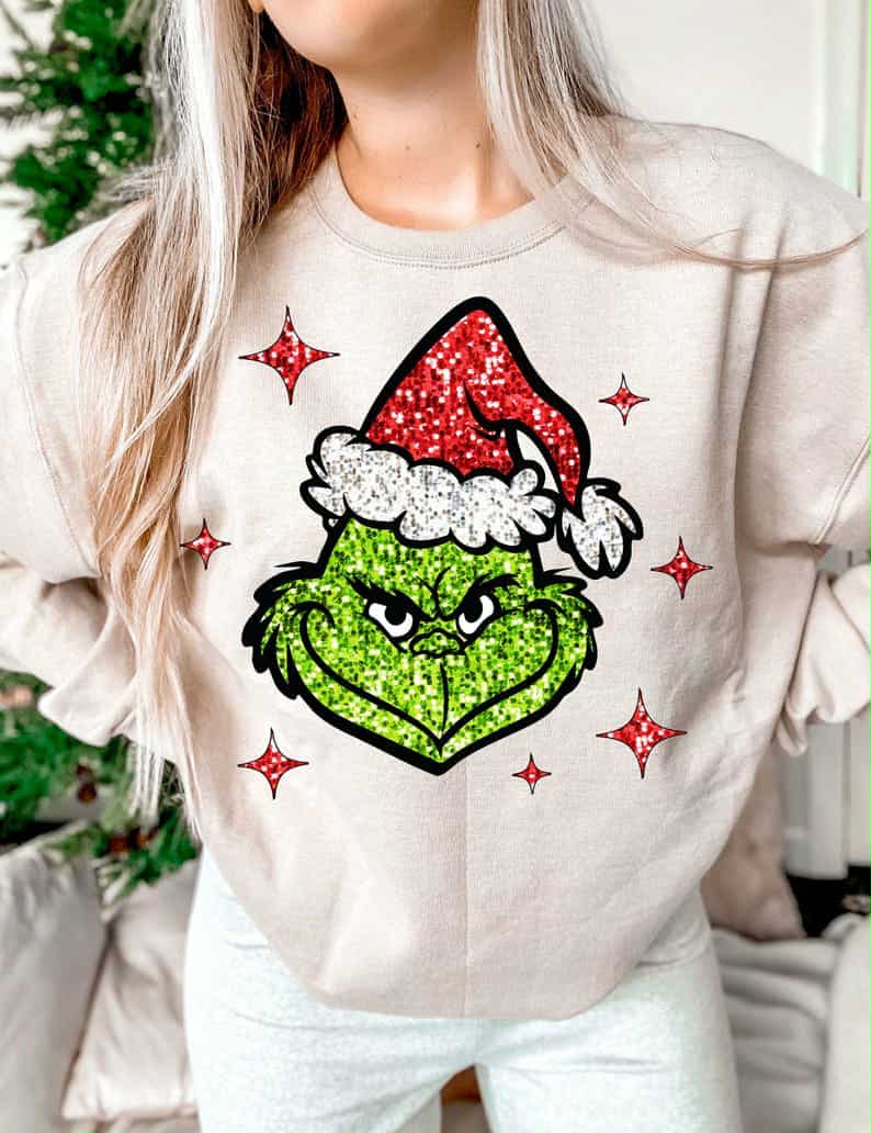 Green Guy faux glitter RED HAT DTF transfer