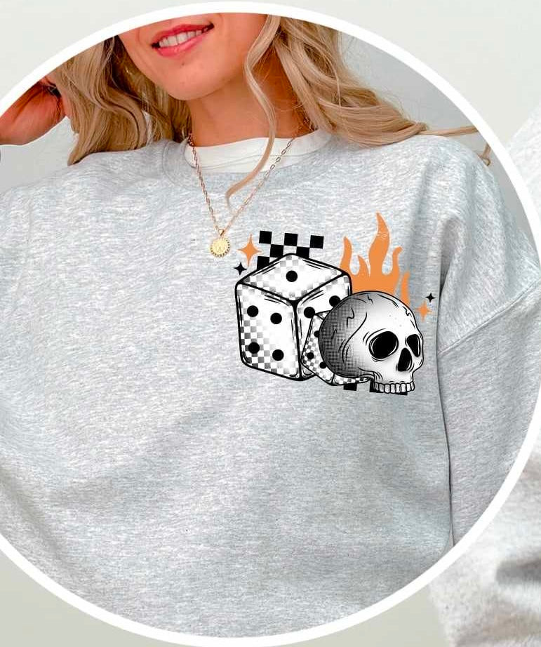 Dice and skull black checkered (CSC) 55561 DTF transfer