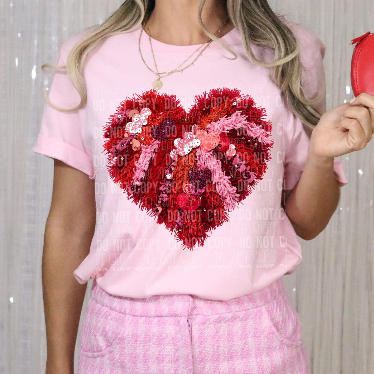 Red faux sequin heart (SBB) DTF Transfer