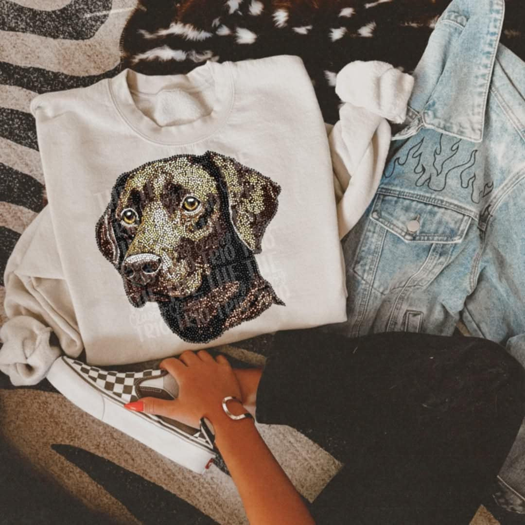 Rhinestone chocolate lab (Classy) 95270 DTF transfer